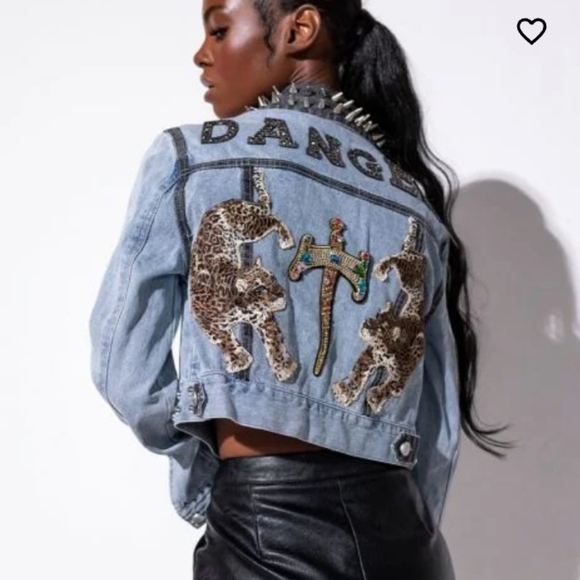Applique crop denim jacket - Picture 3 of 3